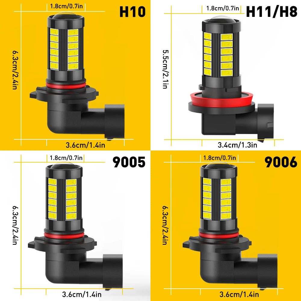 AUXITO 2X 9005 9006 H9 H8 H11 LED Fog Light PSX24W H10 H16JP HB3 HB4 LED Fog Lamp Bulb 6000K Super Bright Daytime Running Light - TrendForce25