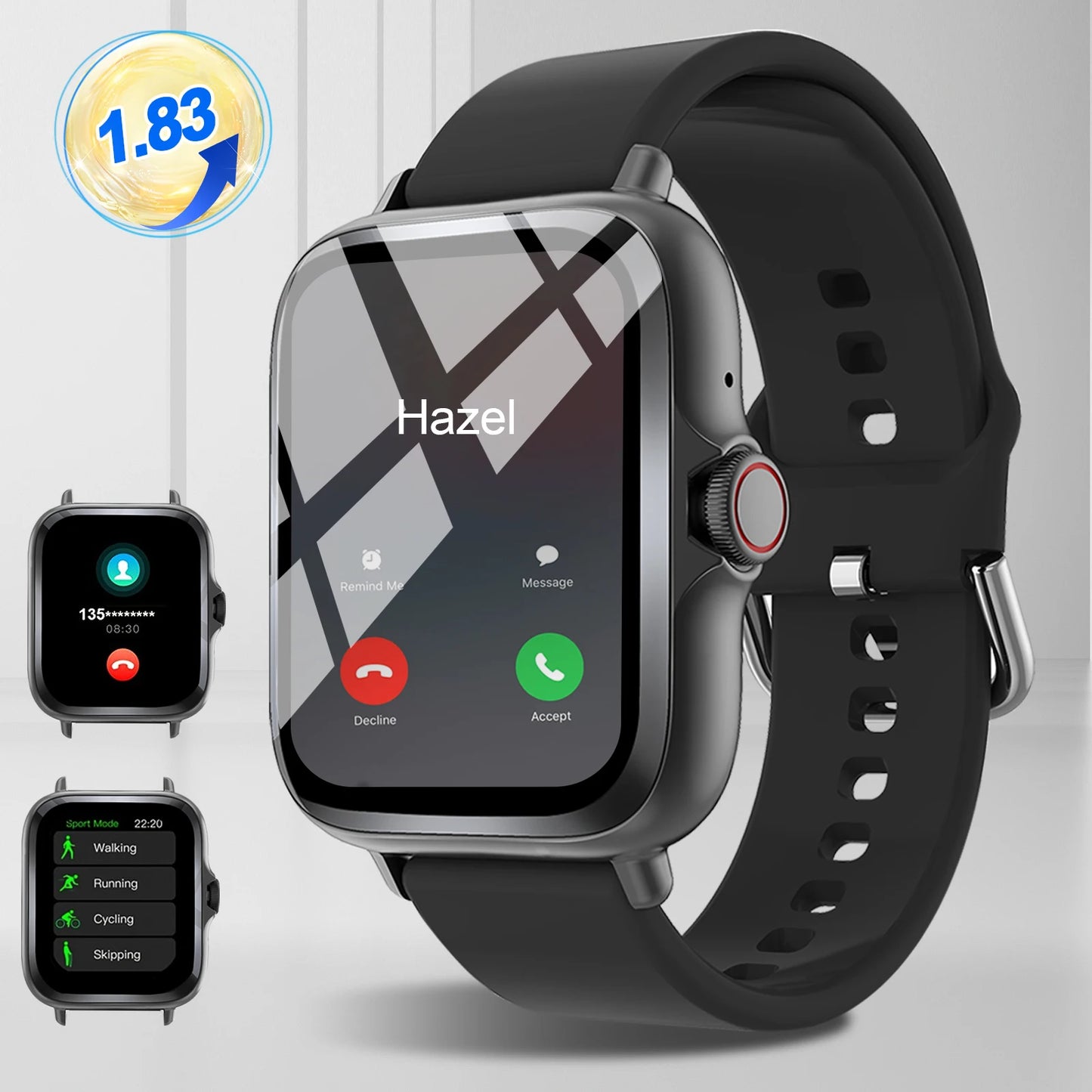 Smart watch with full touch screen, call, message reminder, music control and other functions, compatible with iPhone/android mo - TrendForce25