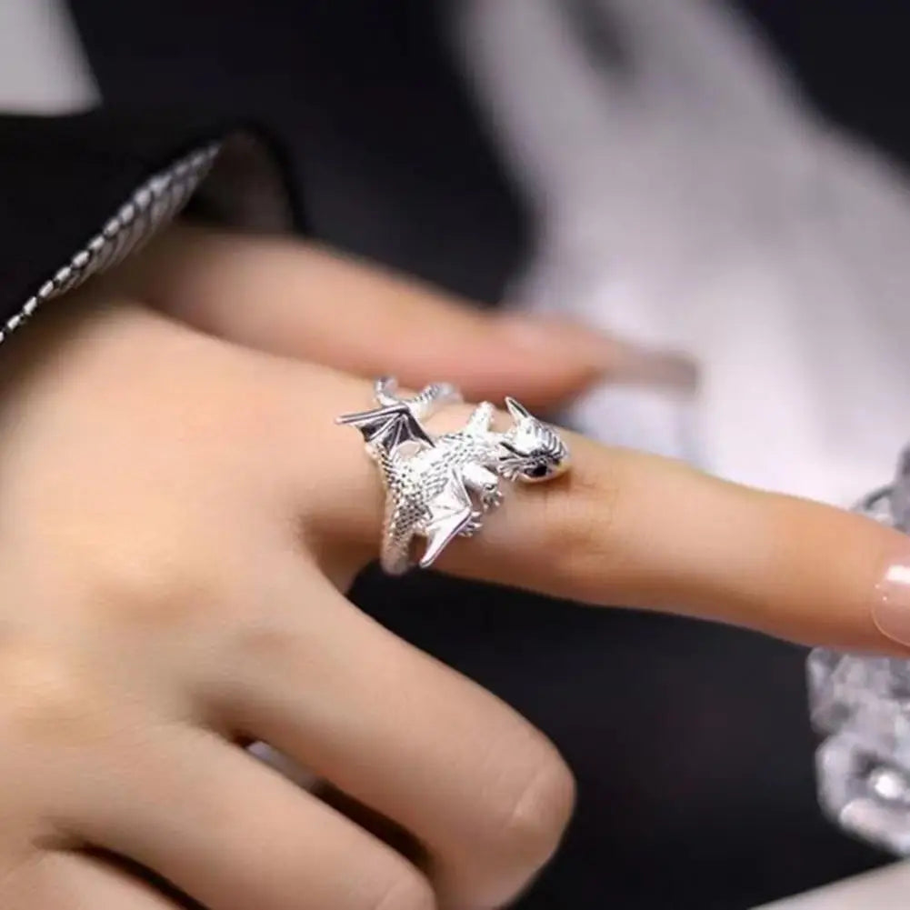 Dragon Rings Gothic Punk Style Pterosaur Wings Alloy Opening Adjustable Rings Vintage Jewelry Accessories Gifts For Women Men