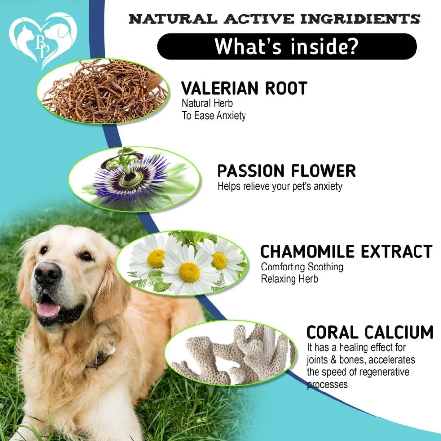 Hemp Calming Chews for Dogs Puppy Pet Separation Anxiety Relief Treats Calm Aggressive Behavior Melatonin Anti Stress Treatment - TrendForce25