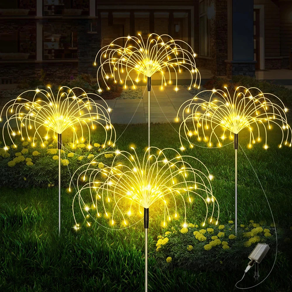 320/240LED Solar Fireworks Lights Bright 4 in1 Pack Lawn Lamp Outdoor Garden Decoration Starburst Lights 8 Mode Fairy Lights - TrendForce25