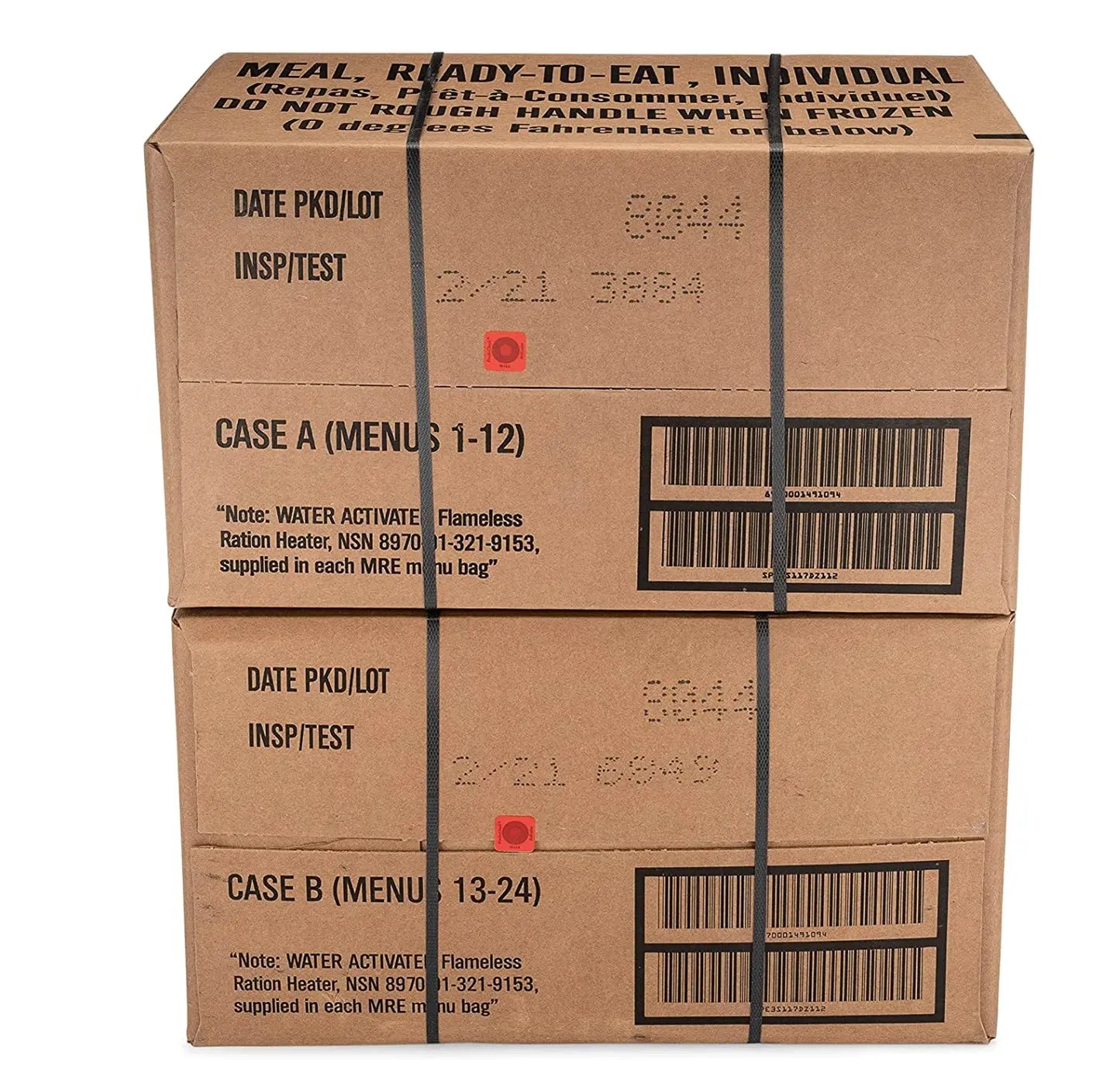 24ct US Military Surplus MRE Meals Ready to Eat 2021 Inspect A+B Case Bundle Menus 1-24