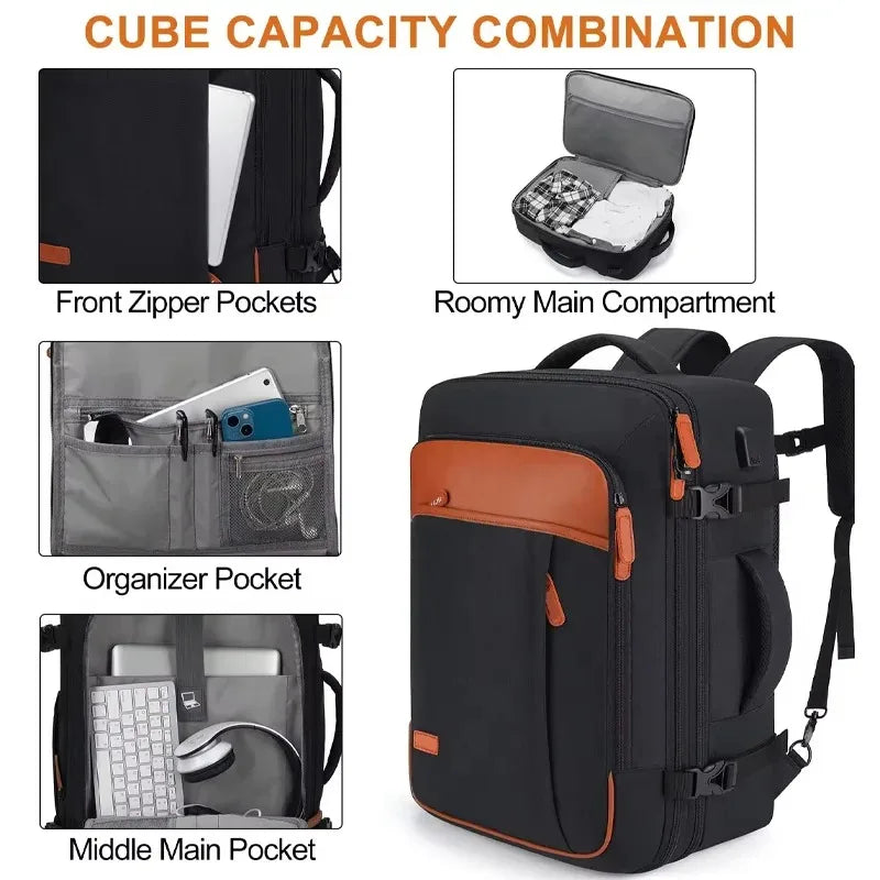 40L Large Capacity Backpack Laptop Backpack Expandable Large Suitcase Waterproof Luggage Travel Backpack - TrendForce25