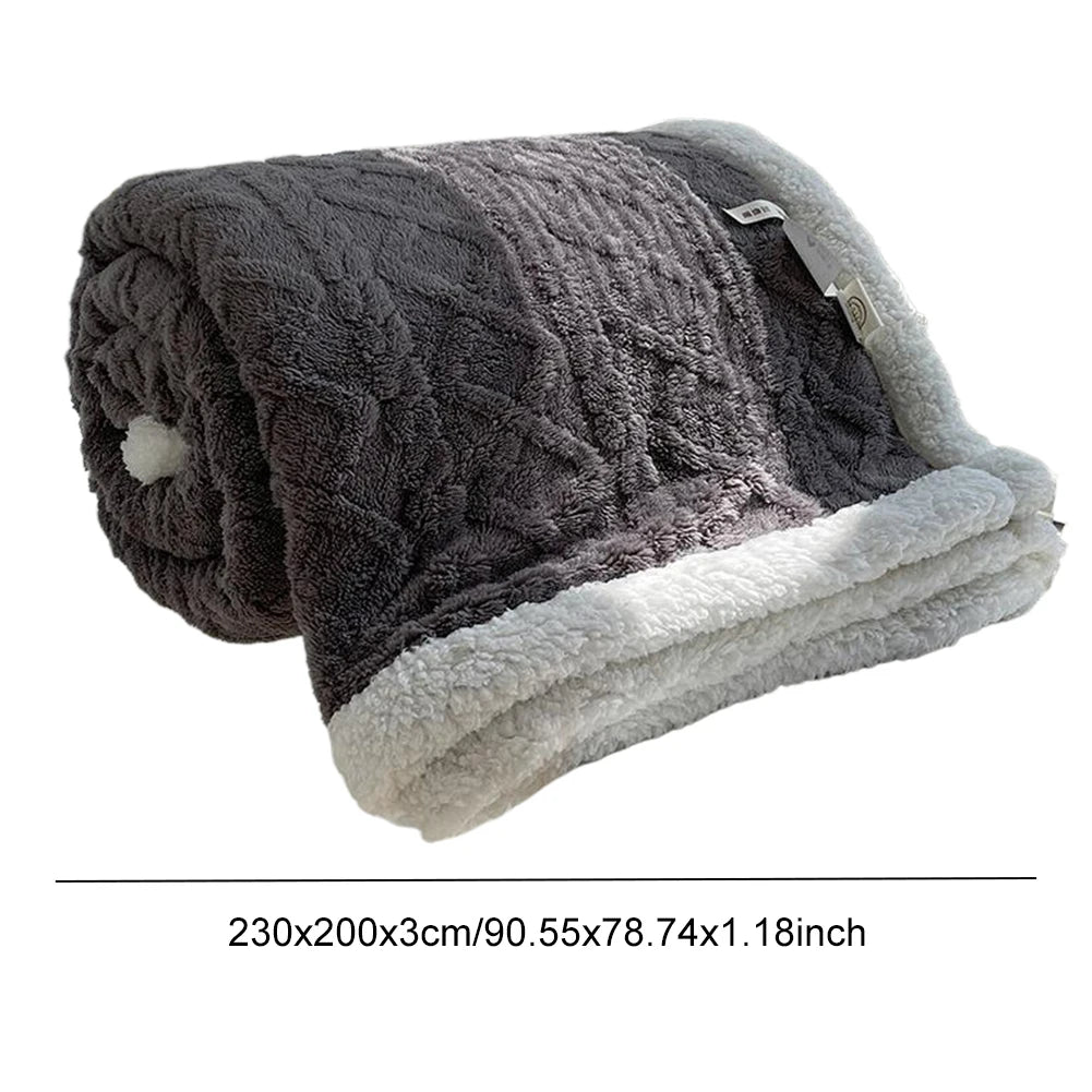 Winter Thick Blanket Comfortable Lamb Fleece Throw Blanket Double Layer Thick Lamb Wool Sleeping Blanket Flannel Throw Bedspread