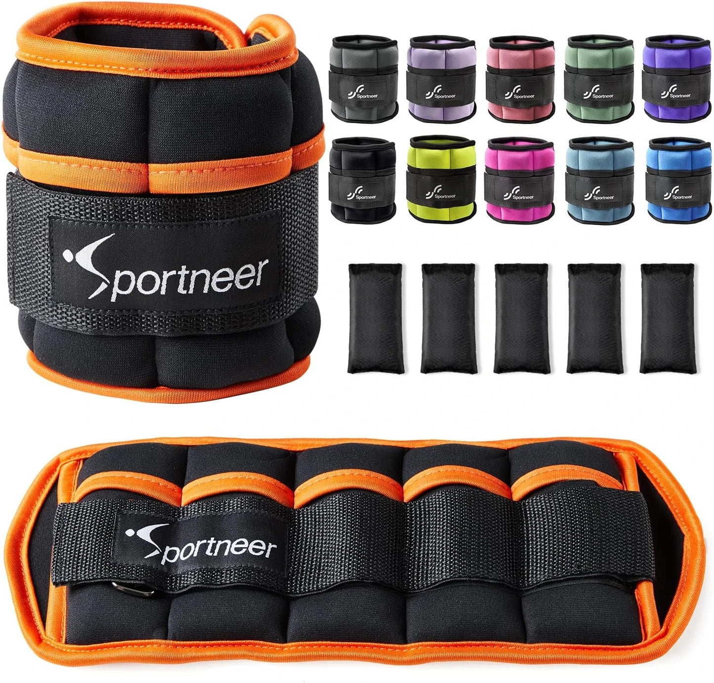 Sportneer Adjustable Ankle Weights 1Pair 10lb Leg Weight Straps for Women Men Weighted Ankle Weights Set for Gym Fitness Workout