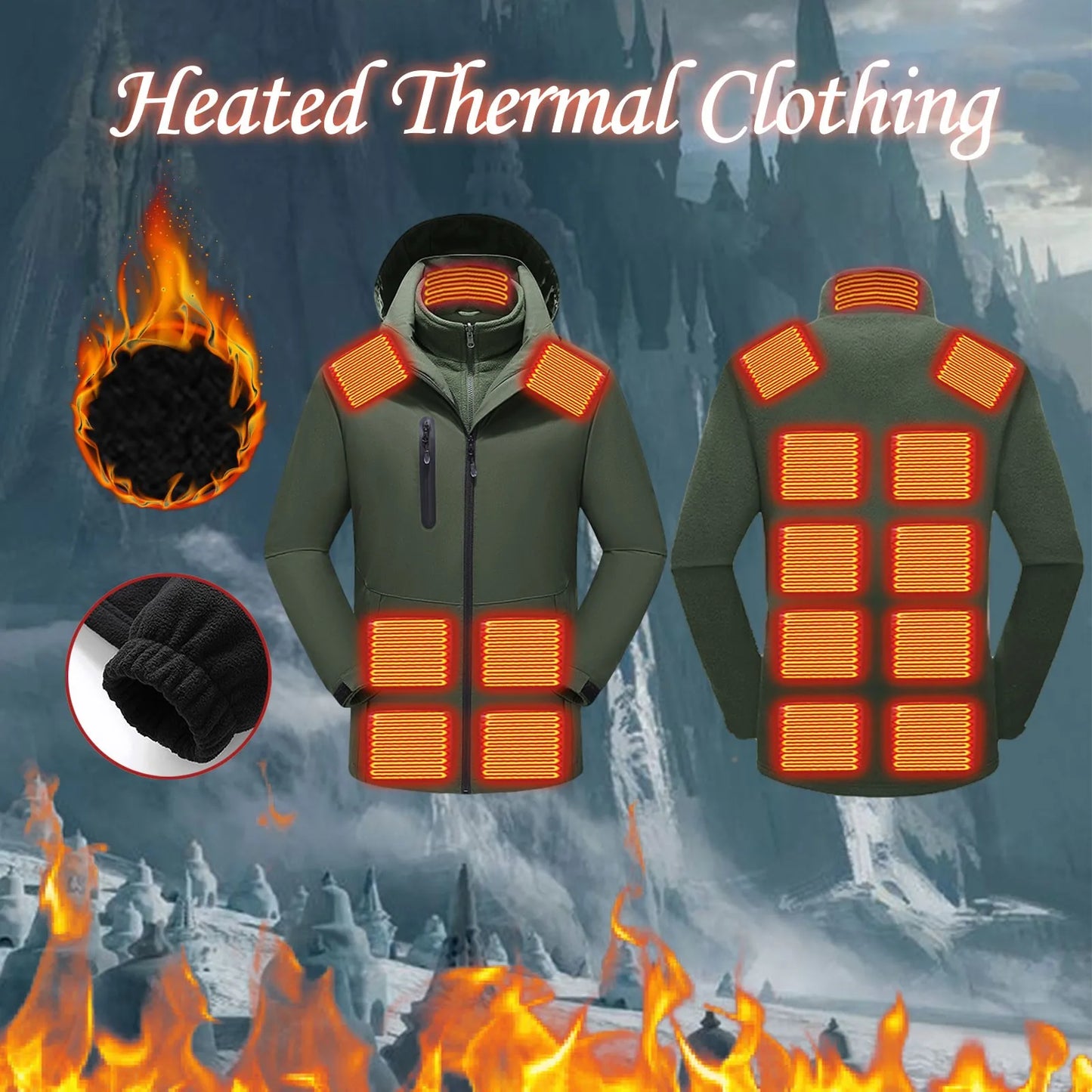 Mens Fall And Winter Control 15 Heating Clothing Liner Plus Jacket Combination Of Men Tactical Windproof Waterproof jacket