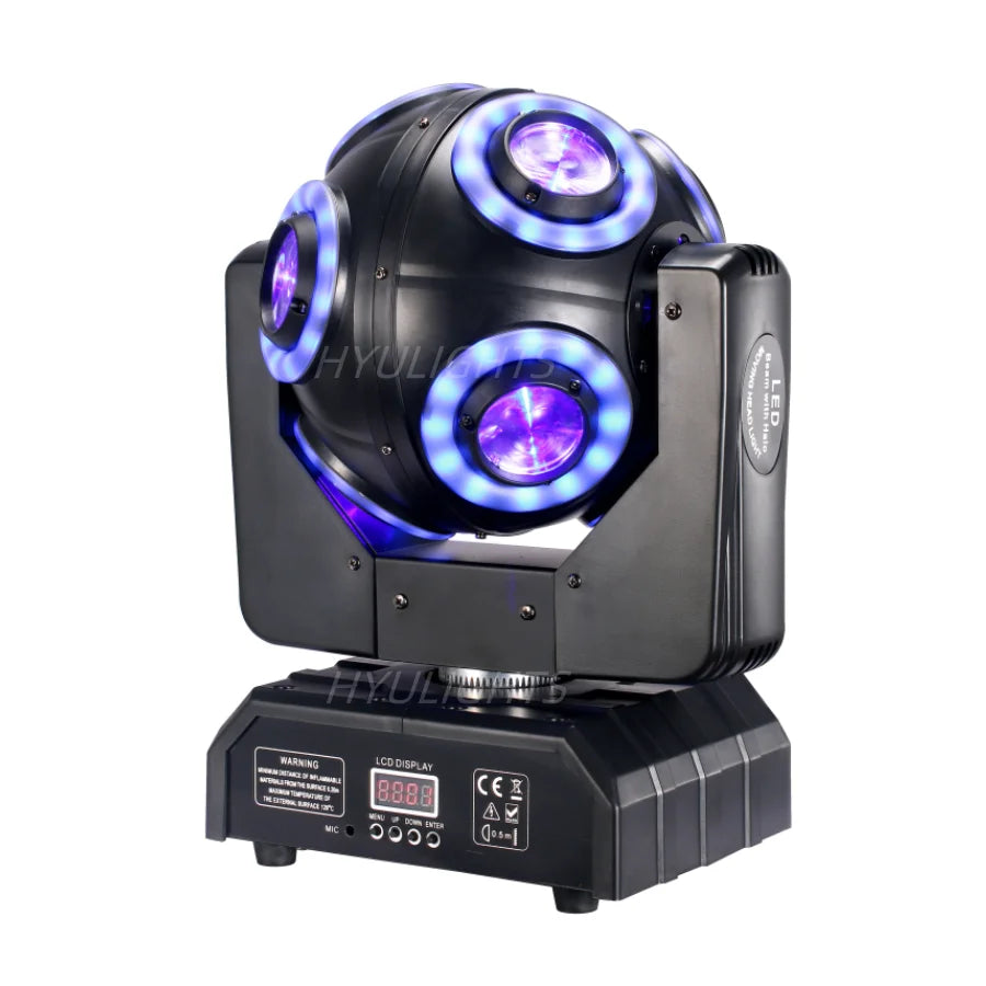 LED Moving Head 8x15W RGBW 4in1 With Halo RGB 3in1Football Light 360 ° Infinite Rotation Beam Strobe Dj Bar DMX 512 Stage Effect