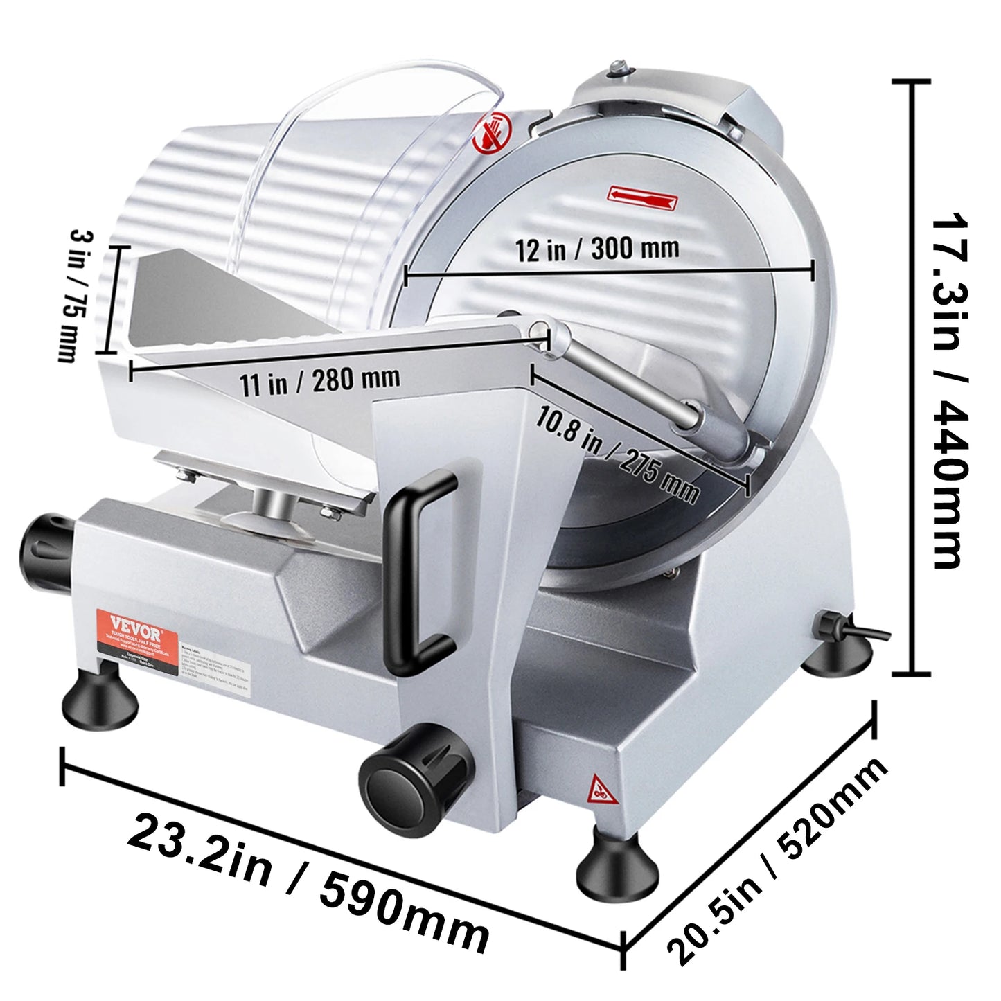 VEVOR Meat Slicer 200W/240W/320W/340W Electric Deli Food Slicer Adjustable Thickness for Commercial and Home Use Cut Meat Cheese - TrendForce25