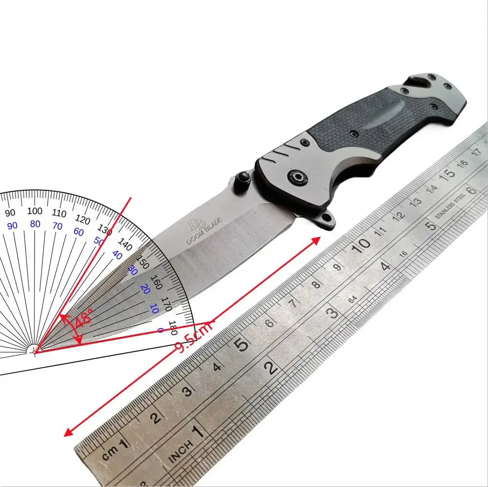 Compact Folding Knife with 9Cr18MoV Blade & G10 Handle: Window Breaker, Rope Cutter & Sharp Edge for Outdoor EDC Tasks - TrendForce25