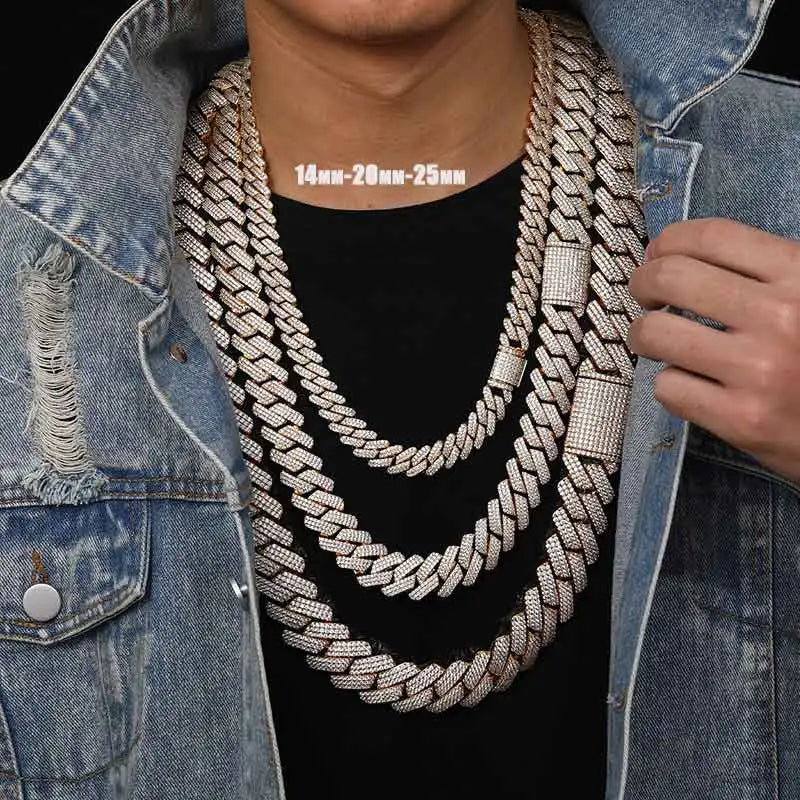 Hiphop/Rock Necklaces Full Miami Curb Link Necklace Men 9mm-14mm-20mm-25mm Bracelet For Men Jewelry High Quality - TrendForce25