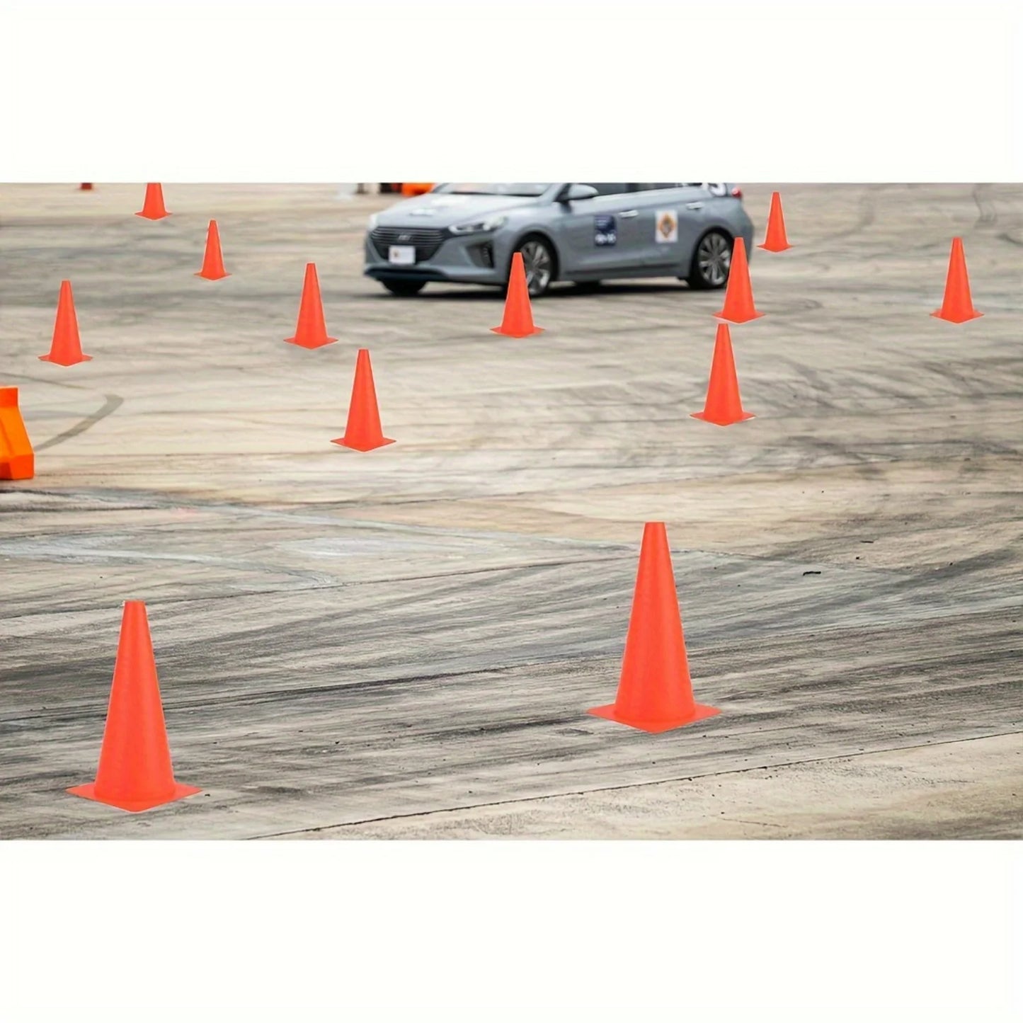 Durable Orange & Green 12Pcs 12 Inch Plastic Traffic Training Cones for Soccer Basketball Football Drills, Safety Parking Cones