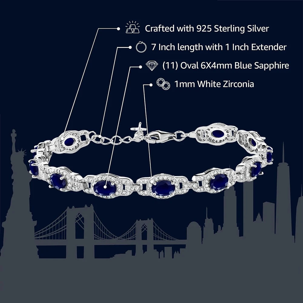 925 Sterling Silver Oval Gemstone Birthstone Tennis Bracelet for Women Fine Jewelry Gifts for Her Mom Women Wife USA Warehouse