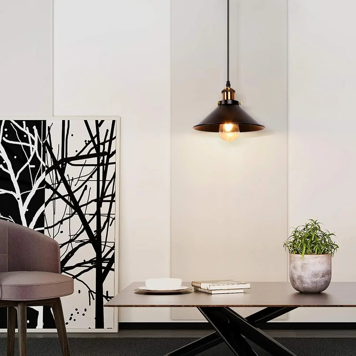 Newrays 3 Pack Industrial Retro Black Iron Kitchen Restaurant Bar Balcony Hanging Pendant Light