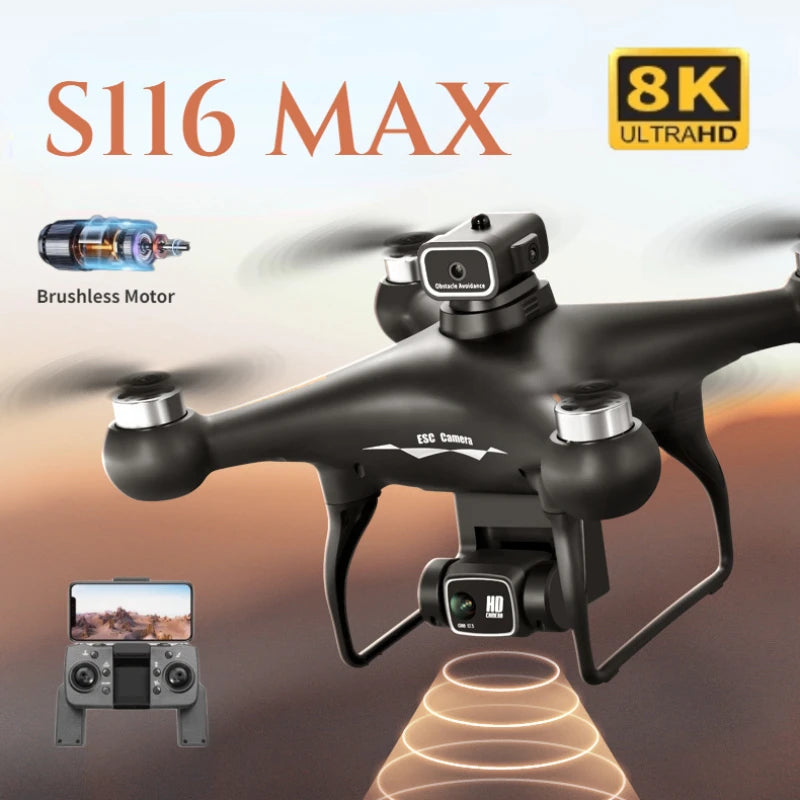 S116 MAX Drone Professional with 3 Batteries 8K Dual Camera Optical Flow Brushless 360° Obstacle Avoidance WIFI FPV RC Dron Toys - TrendForce25