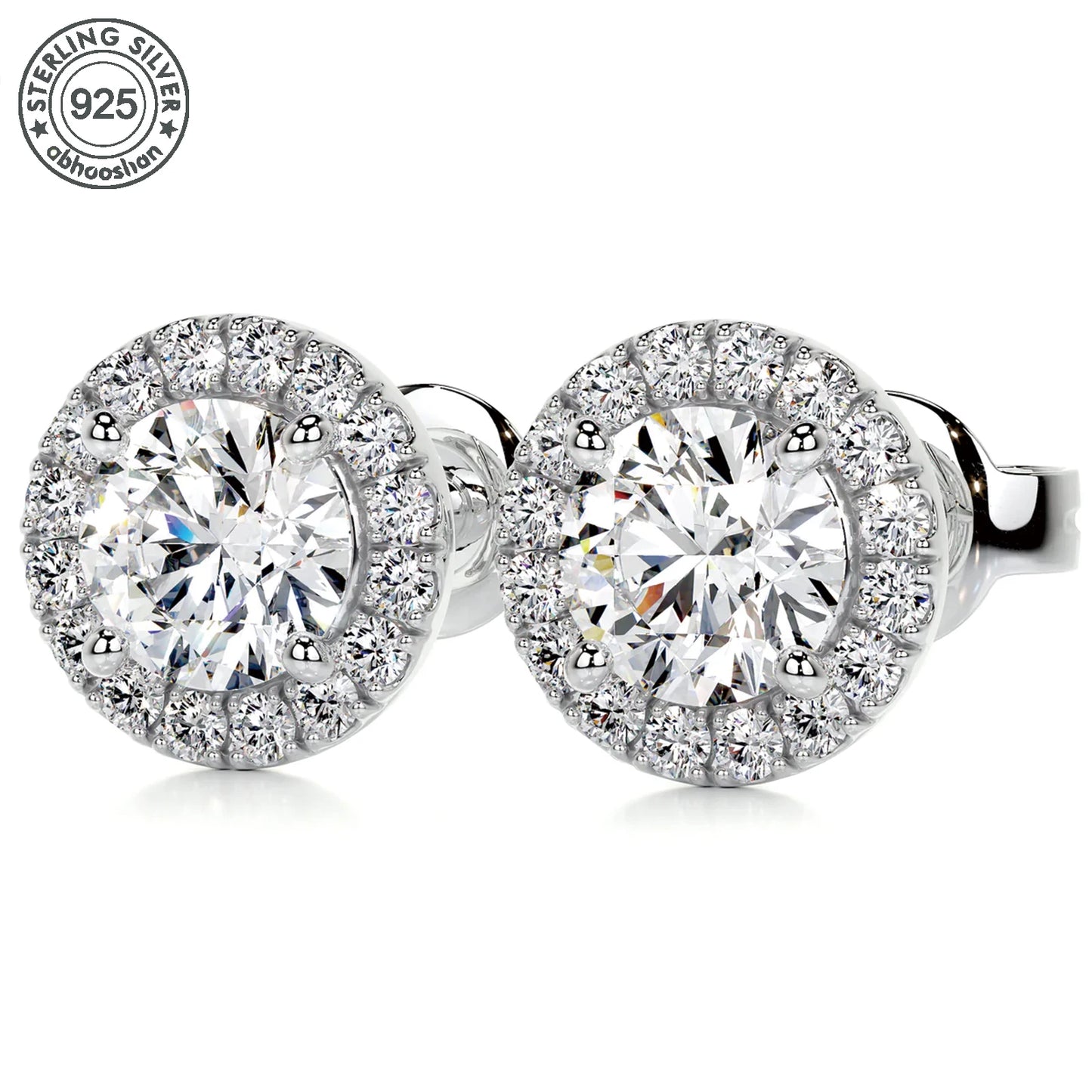 925 Silver, Moissanite Threaded Earrings, Men's Earrings, Women's Earrings, set with 0.5ct Moissanite, simple niche style, suita