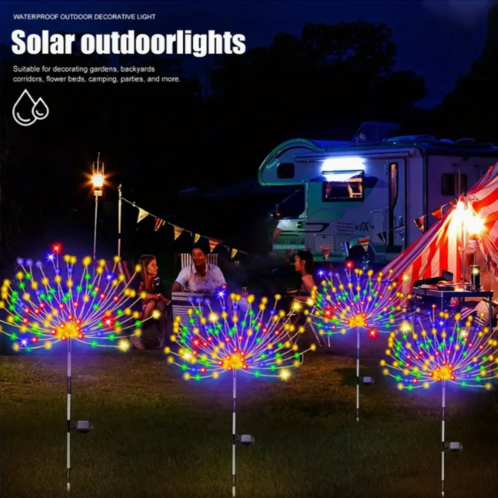 320/240LED Solar Fireworks Lights Bright 4 in1 Pack Lawn Lamp Outdoor Garden Decoration Starburst Lights 8 Mode Fairy Lights - TrendForce25
