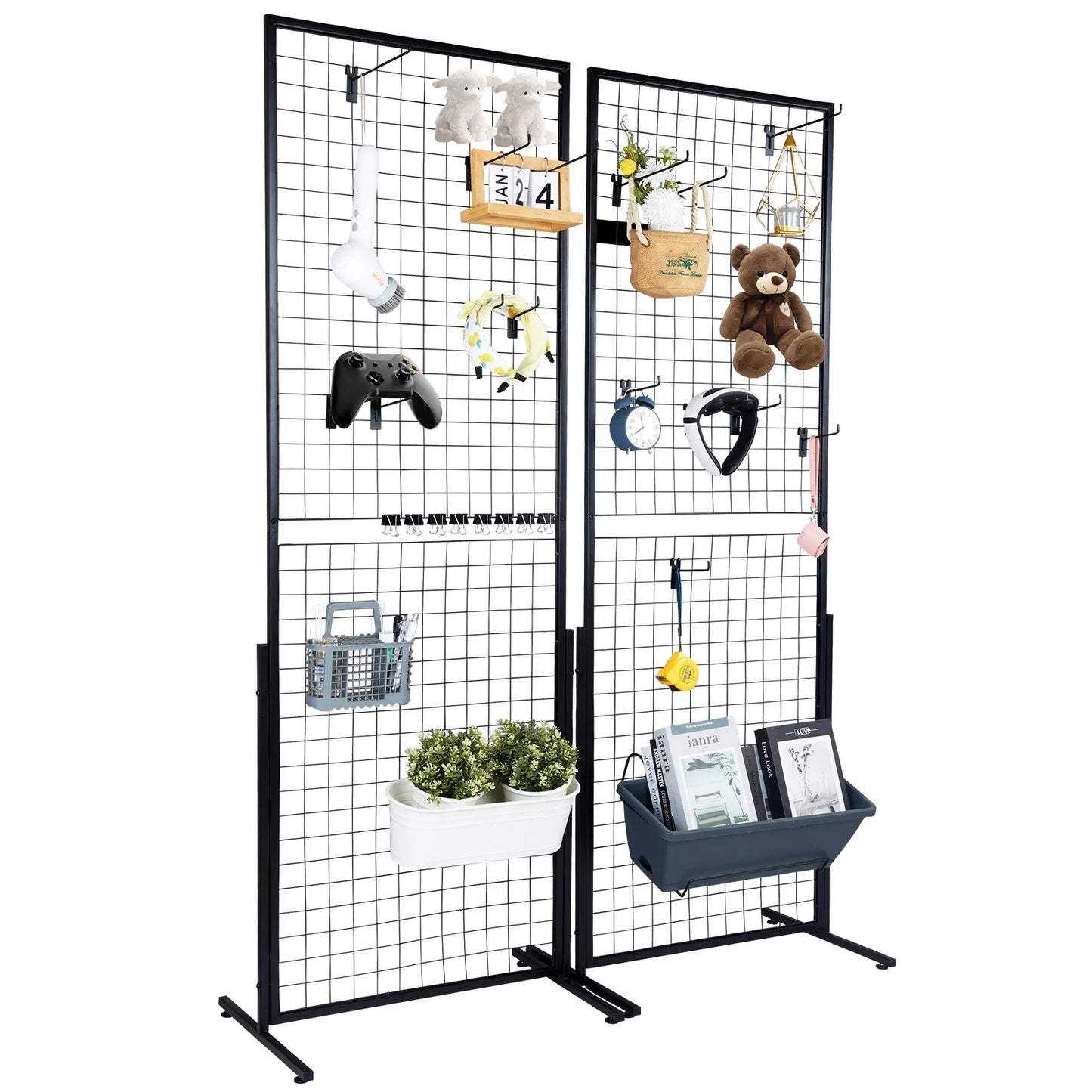 VEVOR Grid Wall Panels Tower Wire Gridwall Display Racks Double Side Gridwall Panels for Art Craft Shows Retail Display W/ Hooks