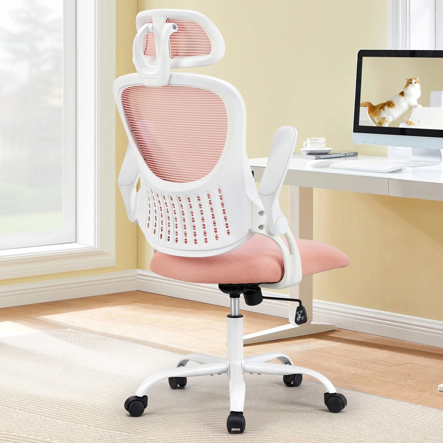 JHK Mesh Ergonomic Office Computer Desk Chair Flip-up Arms Adjustable Headrests Comfortable Lumbar Support For Home Office - TrendForce25