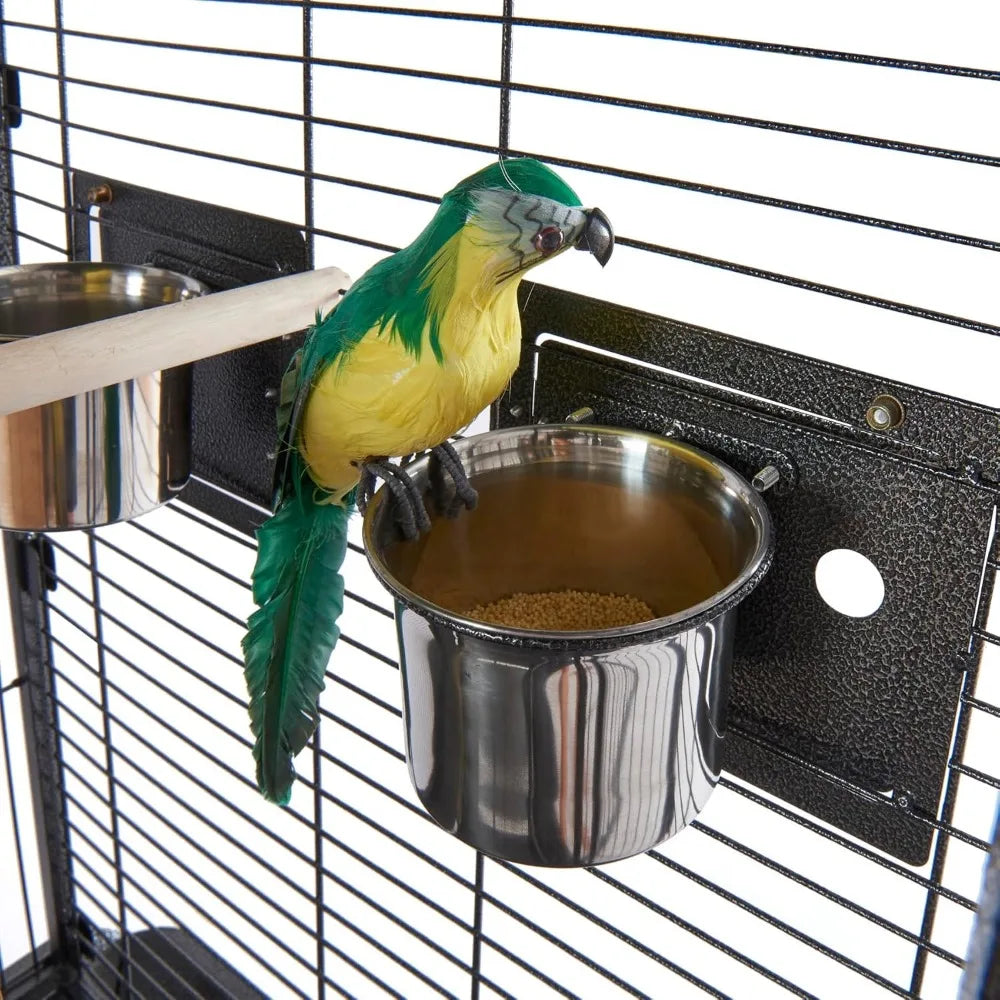 Large Bird Cages Parrot Cage Wide Flight Metal Animal Cage for Budgie Parakeet Conure with Rolling Stand Wheels (69 inch Height