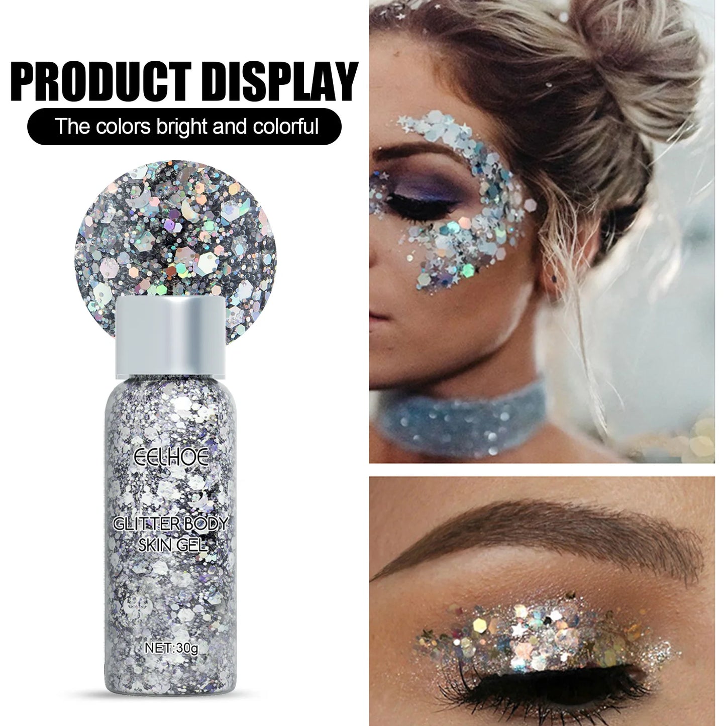 Body Glitter Gel Sequins Long Acting Face Eyes Hair Prom Party Mermaid Scales Not Easy To Take Off Makeup - TrendForce25