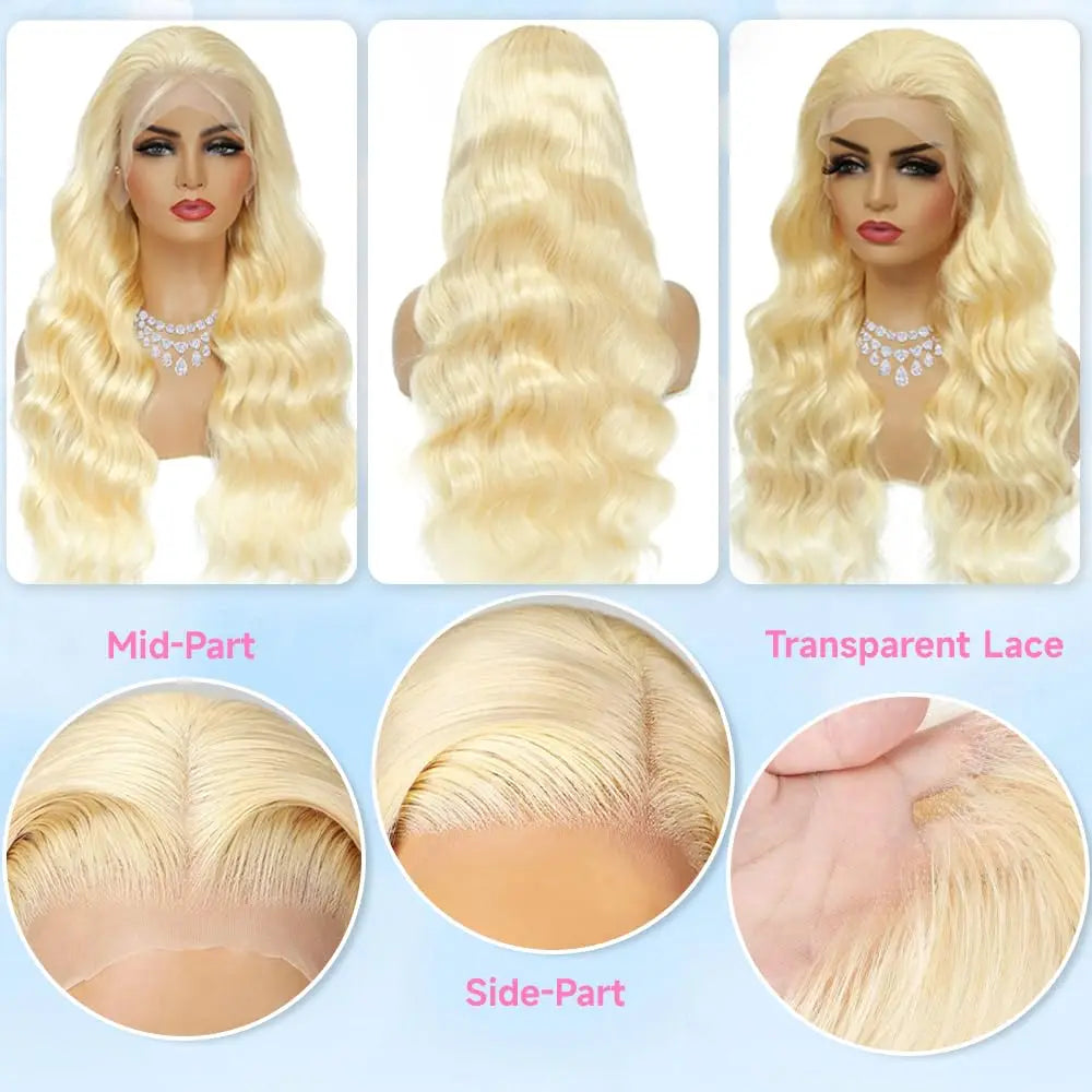 613 Lace Front Wig Human Hair 13x6 Blonde Human Hair Wigs 250% Density Body Wave Lace Front Wigs Human Hair Pre Plucked 26 Inch - TrendForce25