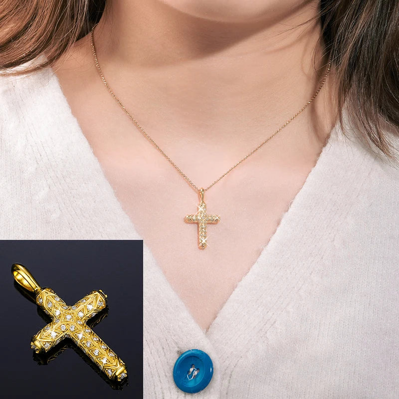 Exquisite Fashion 925 Sterling Silver Cross Pendant Moissanite Pendant Necklace For Men Women Hip Hop Jewelry Wholesale 2022 New - TrendForce25