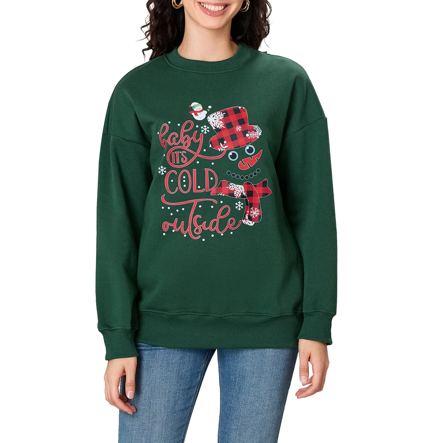 Women s Christmas Sweaters Adorable Reindeer Print Round Neck Knit Pullovers Festive Winter Holiday Tops Oversized Cozy Jumpers