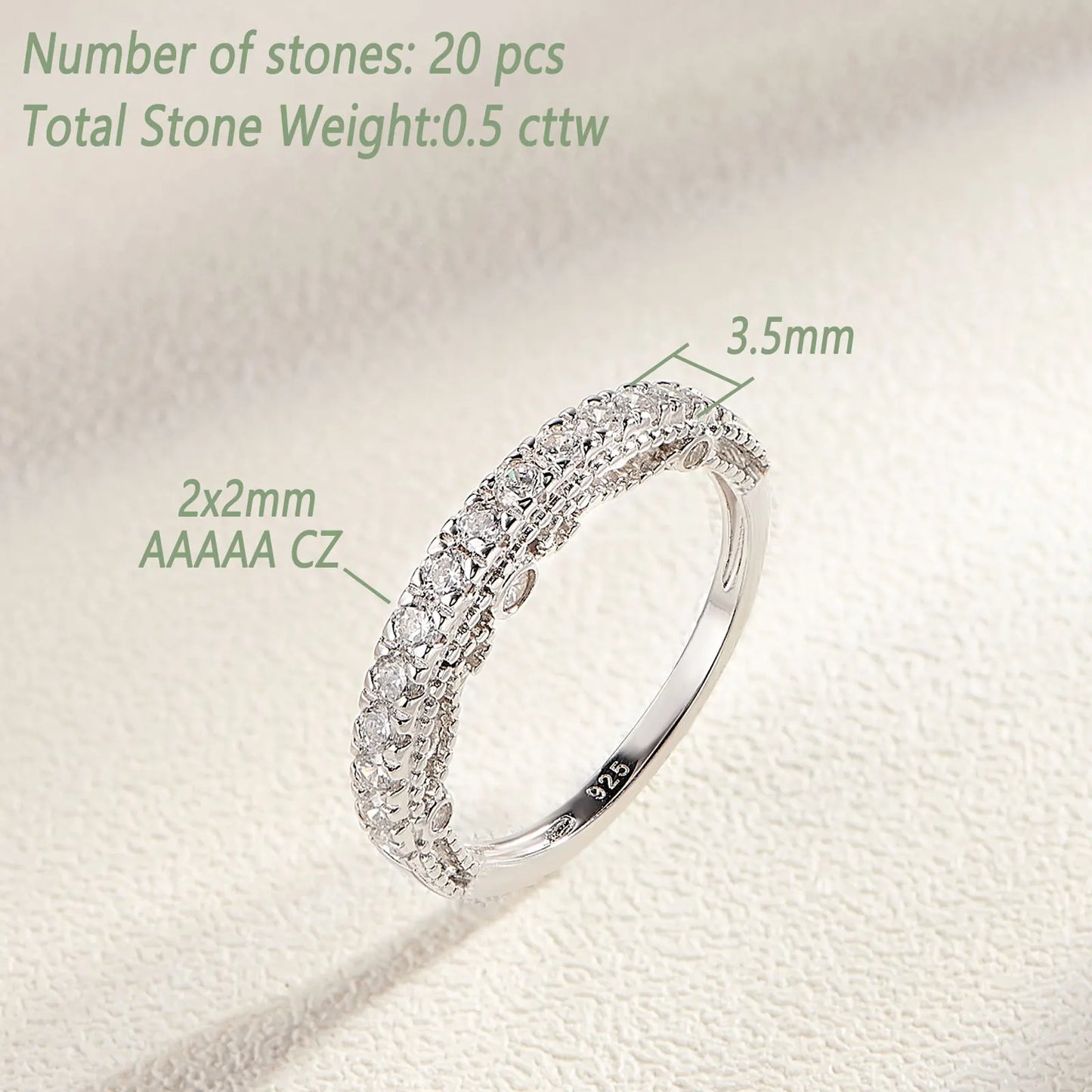 Newshe Solid 925 Sterling Silver Etenity Wedding Rings for Women AAAAA Cubic Zircons Unquine Design Classic Jewelry JR4887_BAND - TrendForce25