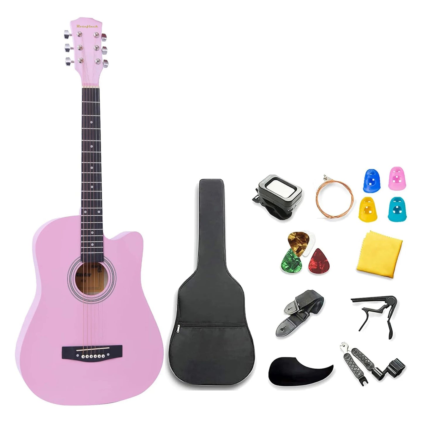 38 Inch Acoustic Guitar Set for Beginners Adults with Capo Picks Bag 6 Steel Strings Travel Guitar for Teens Guitar Accessories