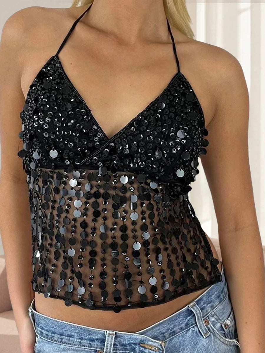 Women s V-Neck Sleeveless Blouse Summer Casual Loose Fit Lace Trim Tie Front Tank Tops with Adjustable Straps