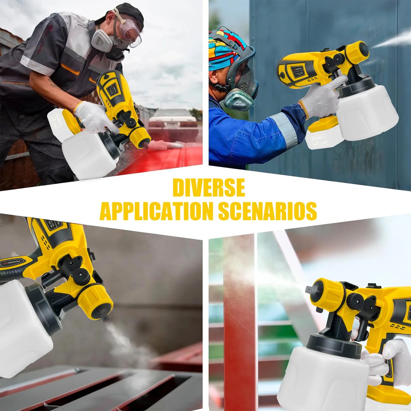 Cordless High Pressure Spray Gun Airless Paint Sprayer 1000ML 3 Nozzles Replace For Dewalt 18V/20v XR Max Body Only