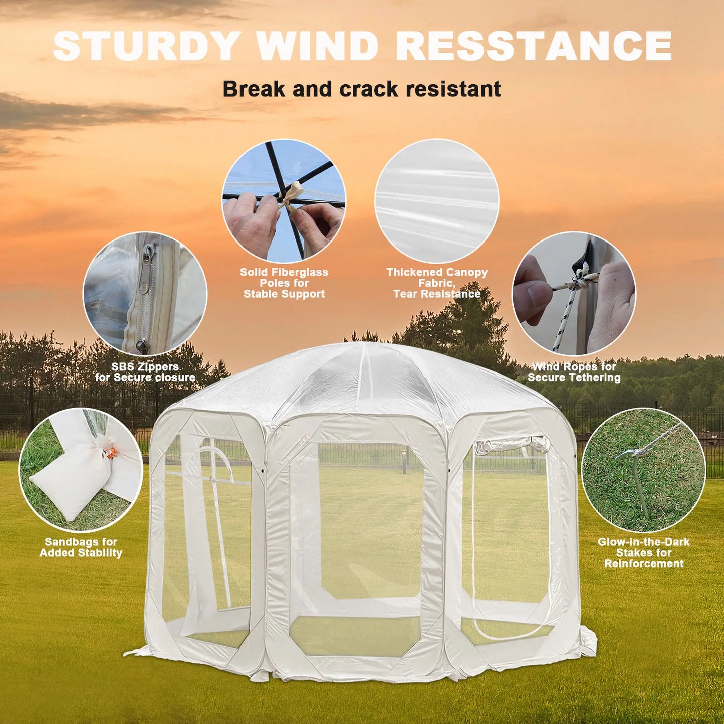 Outdoor Transparent Tent Portable Folding Camping Thickening Tent Starry Sky Bubble House Shade Winter Sunshine Wind/Waterproof - TrendForce25