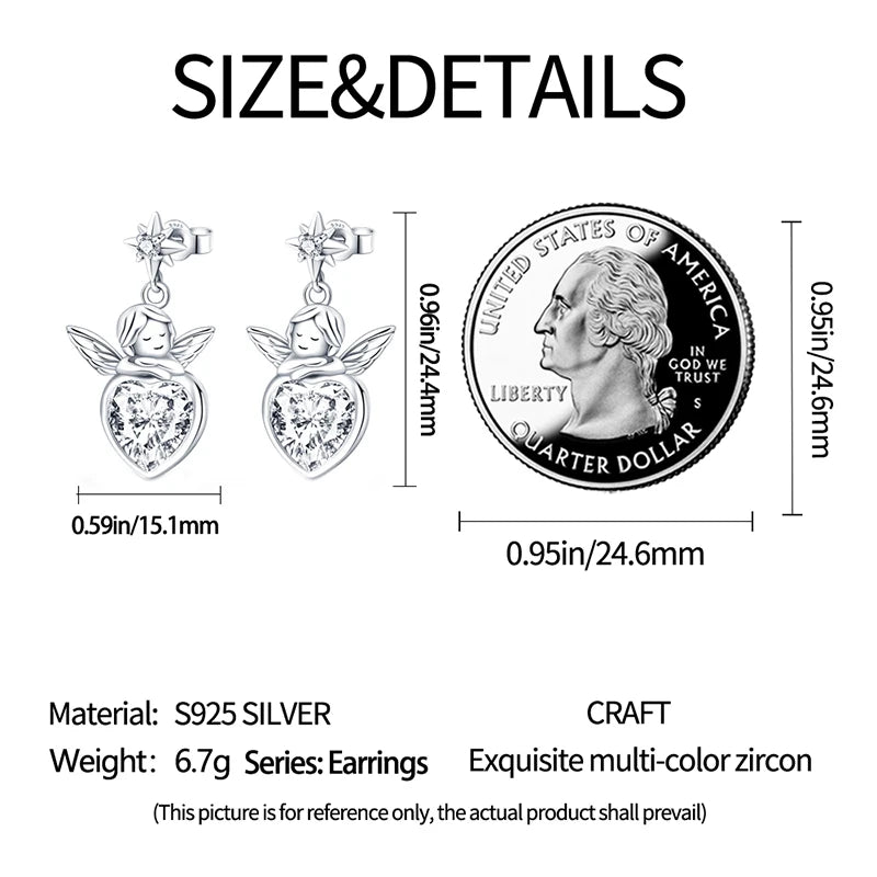 CYCUFF 925 Sterling Silver Angel Inlaid Zircon Earrings Drop Earrings Charm Jewelry Party Fashion Fine DIY Gift Making For Women