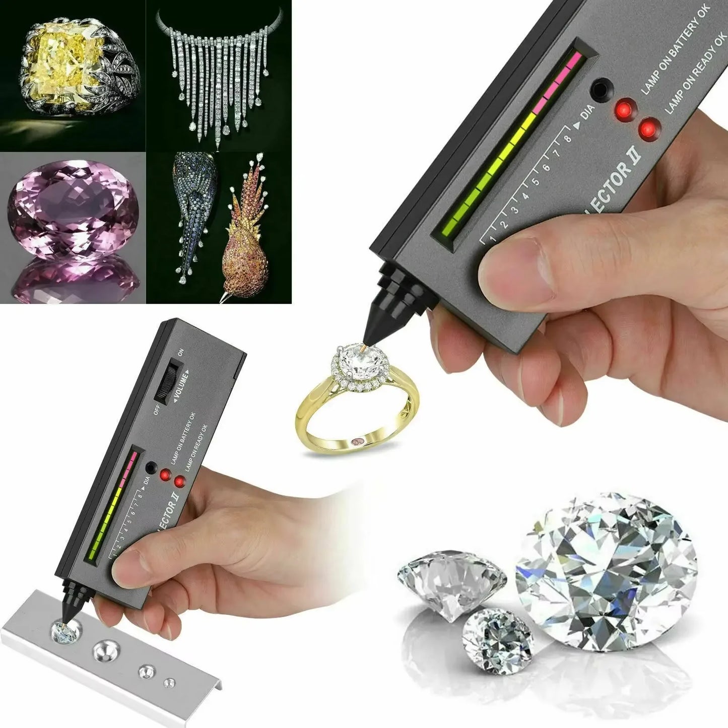 Portable Diamond Tester Pen Gemstone Selector Jewelry Hardness Detector with LED Light for Diamond Jade Authenticity Check