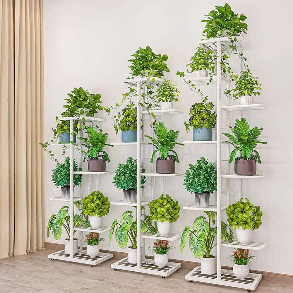 Plant Stand Indoor Outdoor, 7 Tier 8 Potted Metal Flower Shelf For Multiple Plants, Plant Display Holder Rack For Living Room