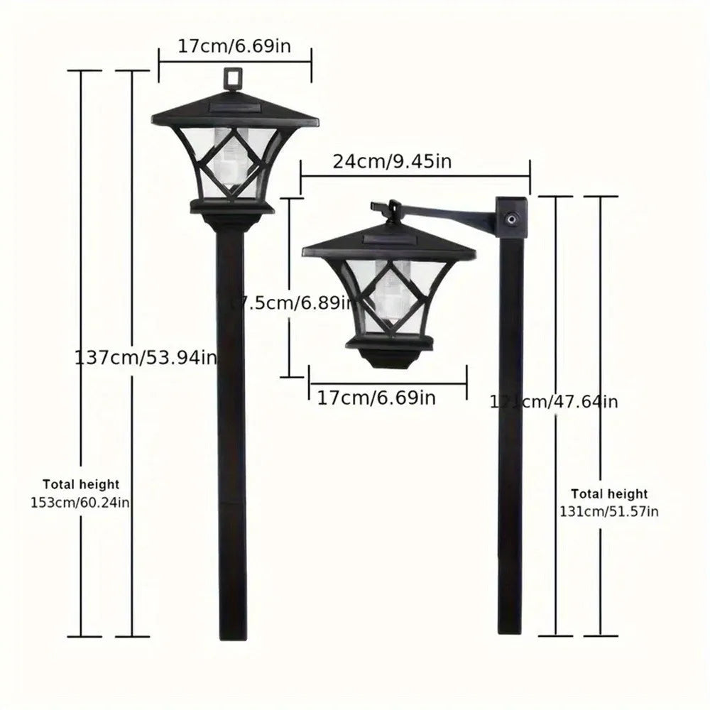 59'' Solar Lamp Post Light, Outdoor Solar Lamp Post Lighting, Aluminum Retro Black Light Pole