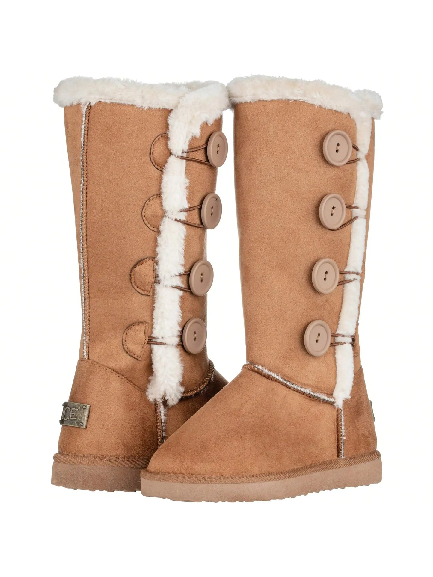 Women's Snow Boots Fleece Lined Solid Color Mid-Calf Flat Snow Boots Fur Lined Winter Boots - TrendForce25