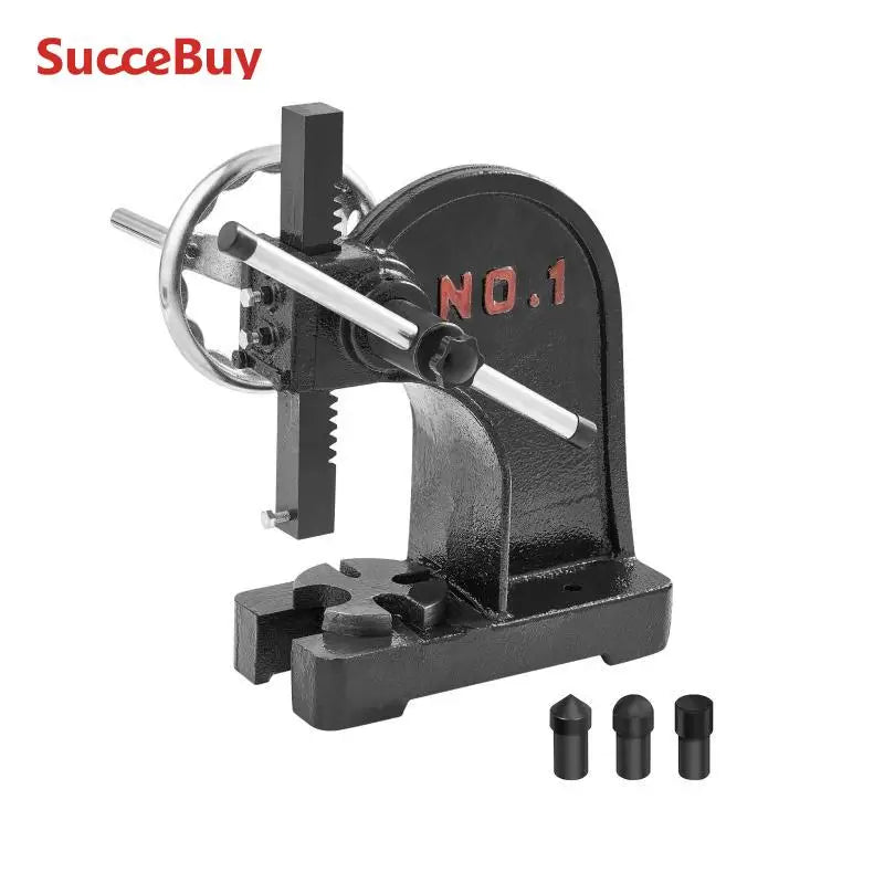 SucceBuy Heavy Duty Arbor Press 1 Ton Ratchet Leverage Arbor Press with Handwheel Manual Desktop Metal Arbor Press for Riveting