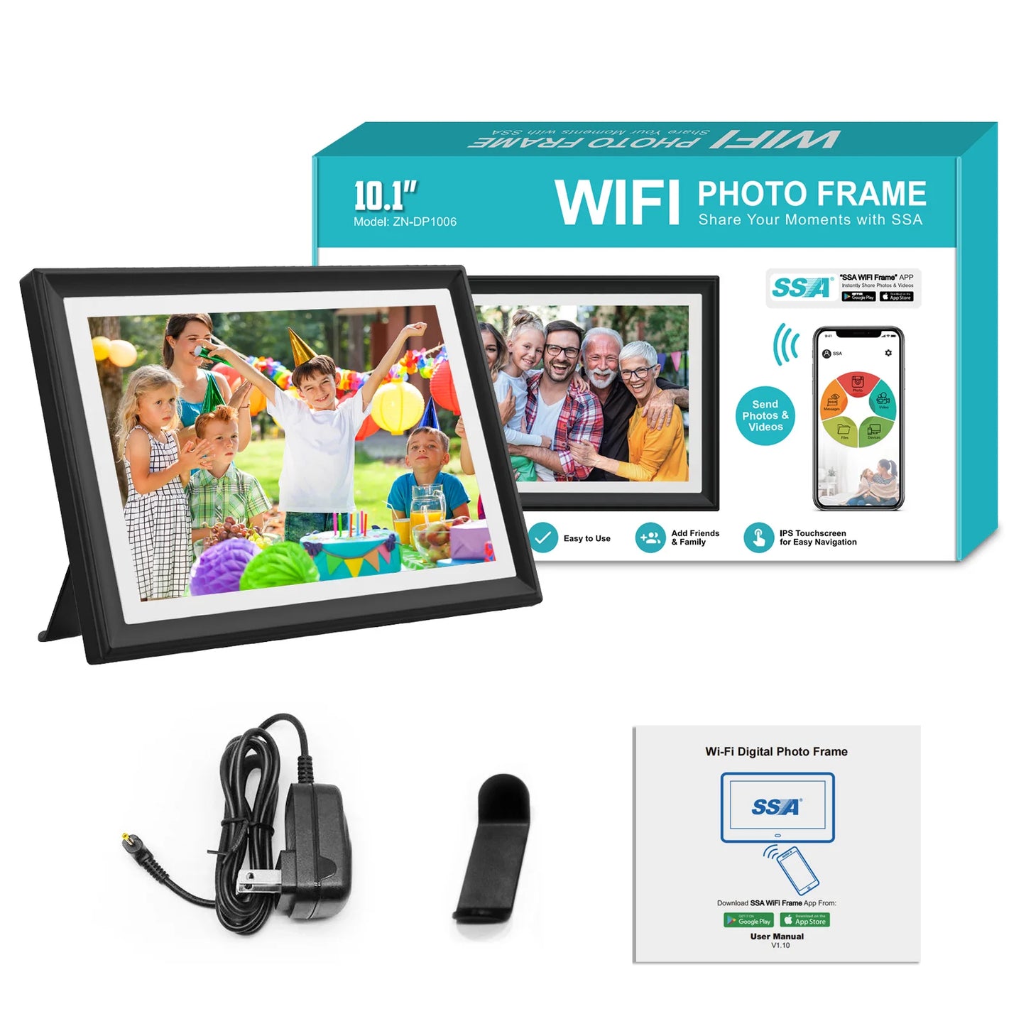 32GB SSA 10.1 Inch Smart WiFi Digital Photo Frame 1280x800 IPS LCD Touch Screen,Best Christmas gift for friends and family - TrendForce25