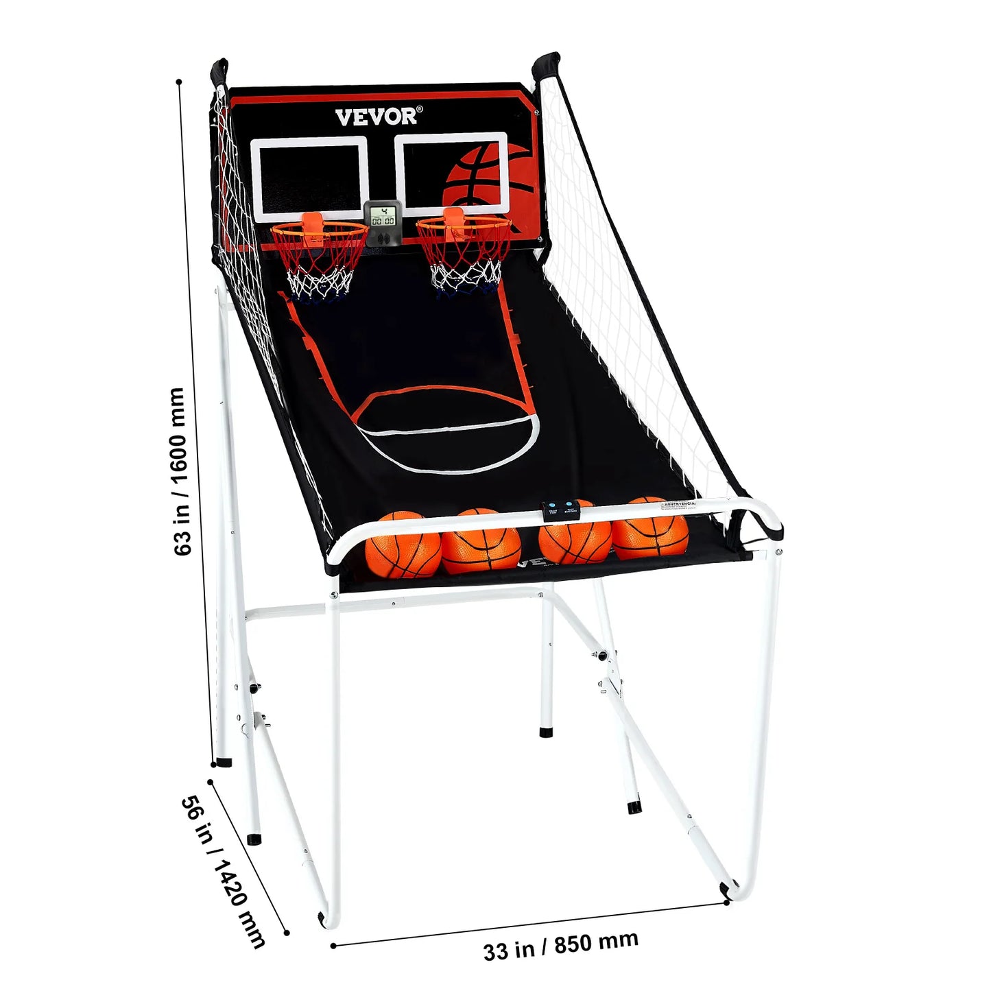 VEVOR Foldable Basketball Arcade Game 2 Player Indoor Basketball Game Home Dual Shot Sport w/ 4 Balls 8 Game Modes for Kid Adult