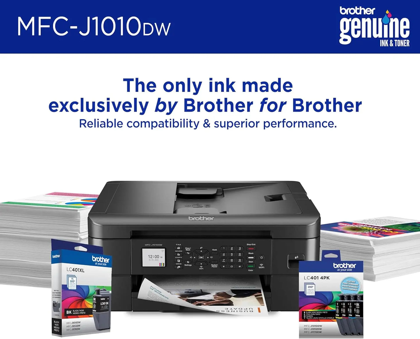MFC-J1010DW Wireless Color Inkjet All-in-One Printer with Mobile Device and Duplex Printing, Refresh Subscription and Works