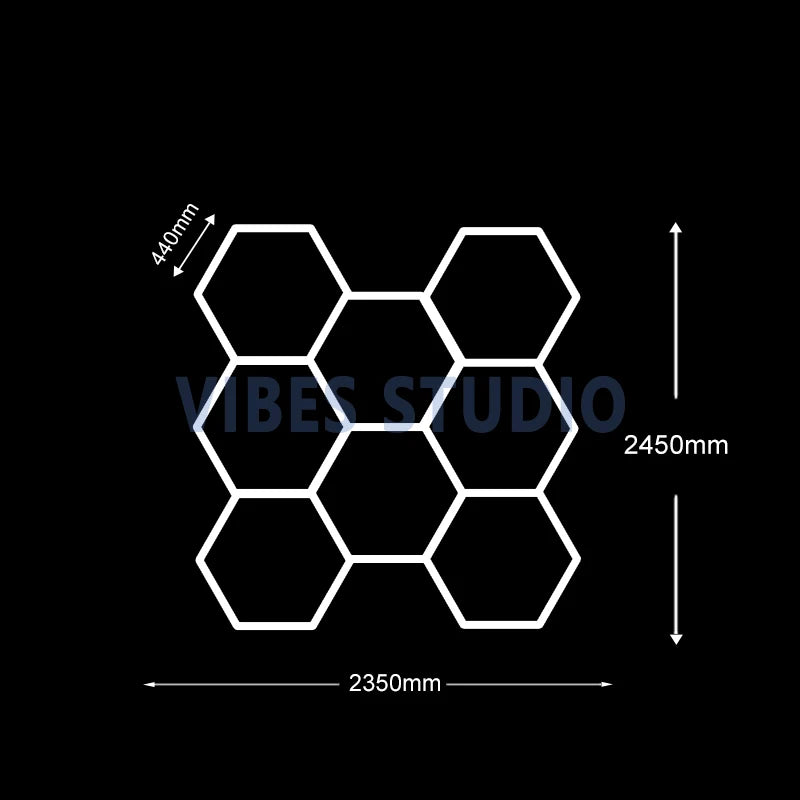 Hexagon LED Garage Light 110-240V 6500K Honeycomb Ceiling LED Lighting Tube for Car Detailing Shop Barbershop Gym Car Wash Room