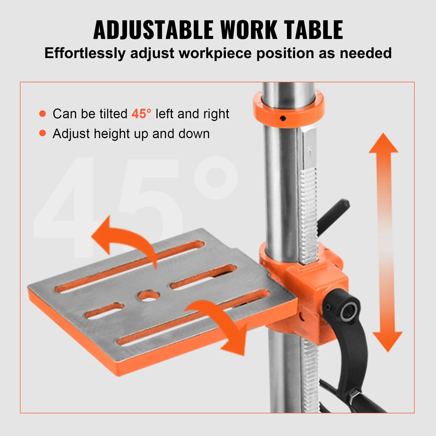 VEVOR Tabletop Drill Press 3.2 Amp 120V 5-Speed Settings 10'' Swing, Comes with Laser Pointer & Illumination Light for Wood Work - TrendForce25