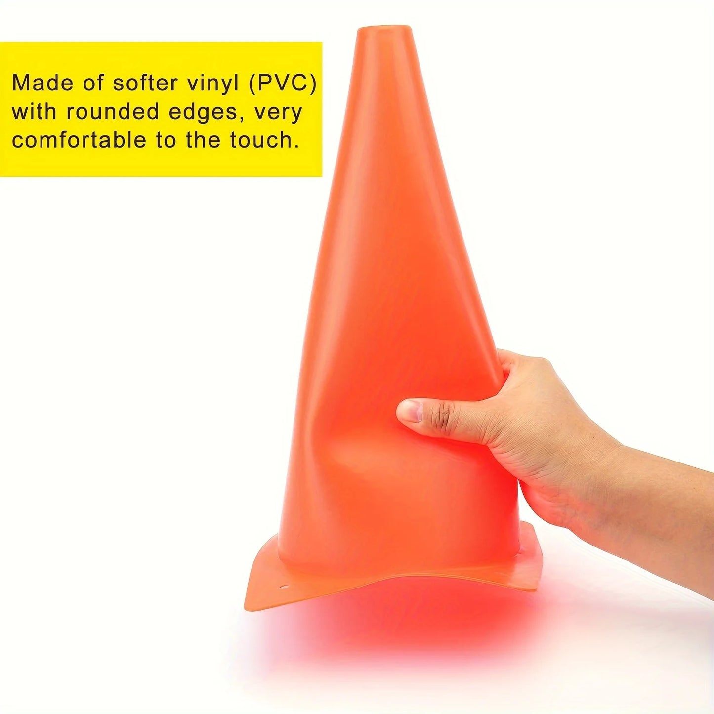 Durable Orange & Green 12Pcs 12 Inch Plastic Traffic Training Cones for Soccer Basketball Football Drills, Safety Parking Cones