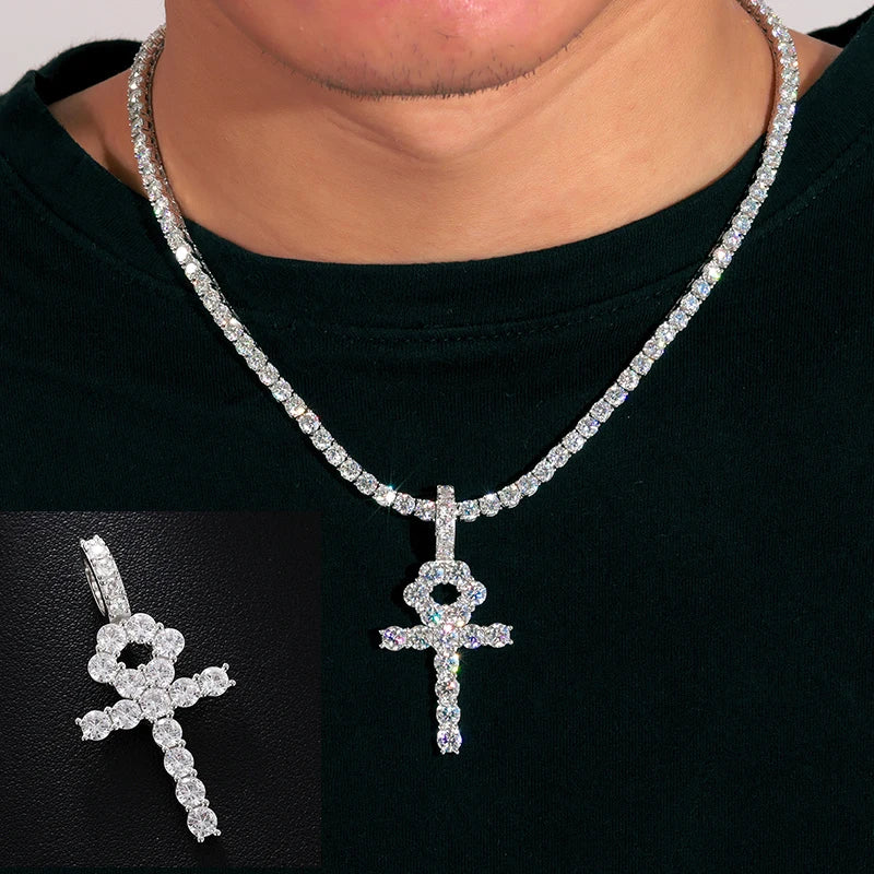 Exquisite Fashion 925 Sterling Silver Cross Pendant Moissanite Pendant Necklace For Men Women Hip Hop Jewelry Wholesale 2022 New - TrendForce25