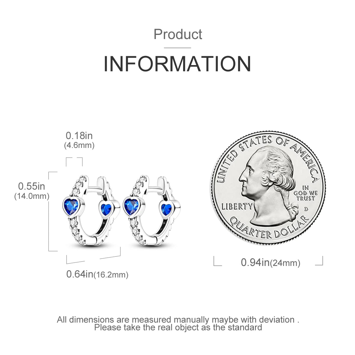Orstarry 925 Sterling Silver Blue heart-shaped Earrings Jewelry Hoop Earrings For Women Jewelry Birthday Party Trendy Gifts - TrendForce25