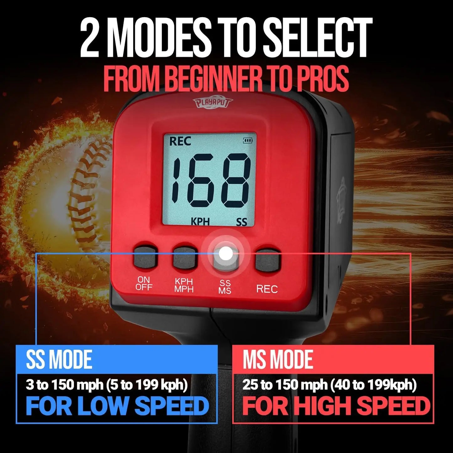 Baseball Radar Guns - Speed Sensors Baseball Speed Training Equipment with LED+LCD Larger Display, Handheld