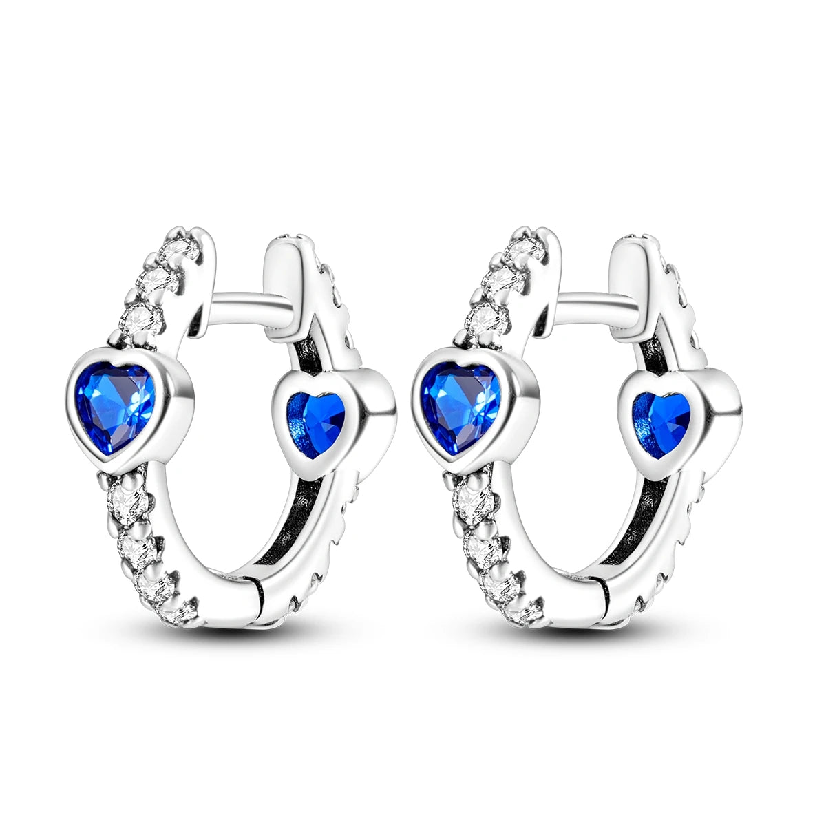 Orstarry 925 Sterling Silver Blue heart-shaped Earrings Jewelry Hoop Earrings For Women Jewelry Birthday Party Trendy Gifts - TrendForce25