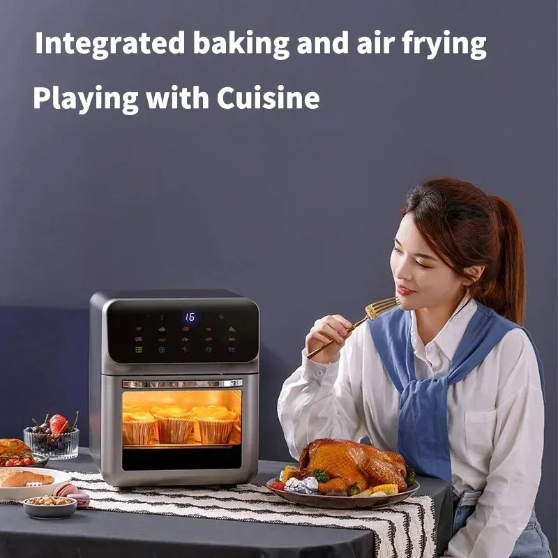 10L Electric Air Fryer Large Capacity Convection Oven Deep Fryer Without Oil Kitchen 360°Baking Viewable Window Home Appliance - TrendForce25