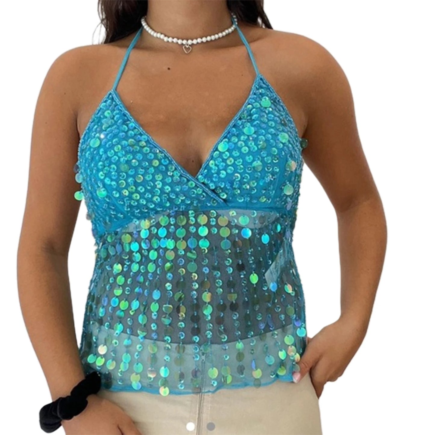 Women s V-Neck Sleeveless Blouse Summer Casual Loose Fit Lace Trim Tie Front Tank Tops with Adjustable Straps